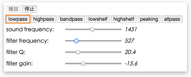 聲音濾波器 ( BiquadFilterNode )