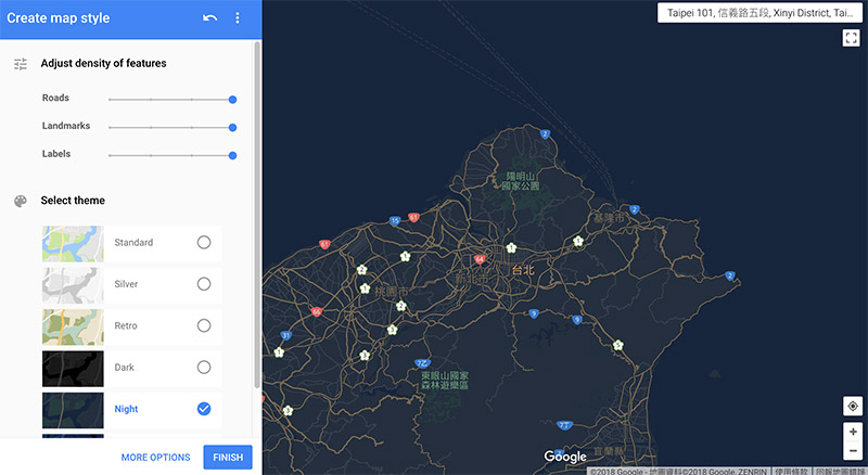 Google Maps API - 自訂地圖樣式風格