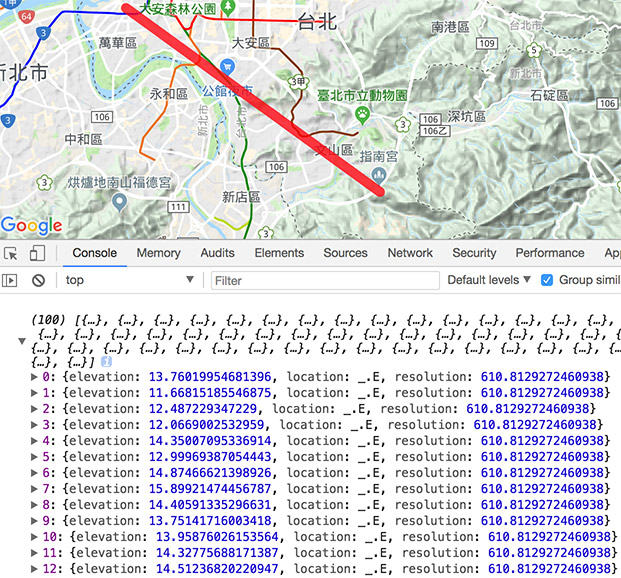 Google Maps API 顯示海拔高度 OXXO.STUDIO